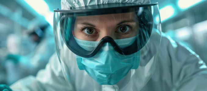 Worker in Medical Laboratory PPE