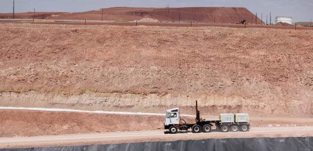 This photo shows some of the first waste being disposed at the WCS Federal Waste Disposal Facility in Andrews, Texas. It opened in June 2013 for disposal of Class A, B and C Low-level Waste and Mixed Low-level Waste, with a licensed capacity of up to 26 million cubic feet. (WCS photo)