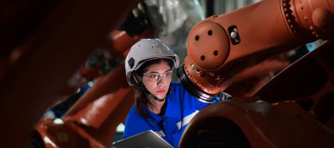 Worker Using Mobile Device for Safety