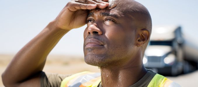 Worker Sweating in Extreme Heat