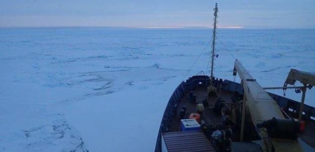 The CCGS Louis S. St-Laurent worked through heavy Arctic ice conditions near Cape Bathurst, Northwest Territories. (Canadian Coast Guard photo)