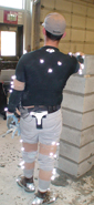 Mason with motion capture sensors