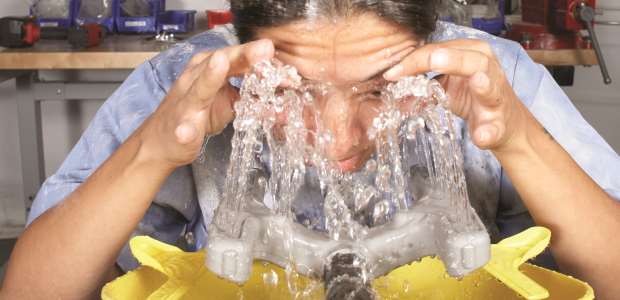 ANSI requires that a 15-minute flow of tepid water be supplied to emergency equipment and suggests an incoming water temperature between 60 and 100 degrees F.