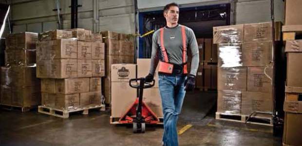 Back supports help a worker prepare for a lift and do it safely. (Ergodyne photo)
